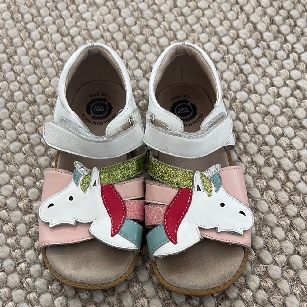 Livie & Luca Pink and White unicorn Sandals